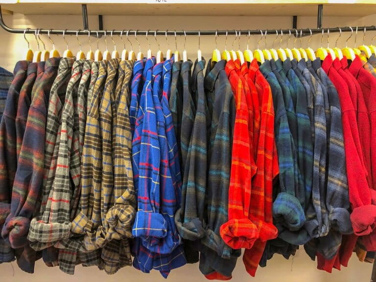 plaid shirts for 90s style on hanging clothes